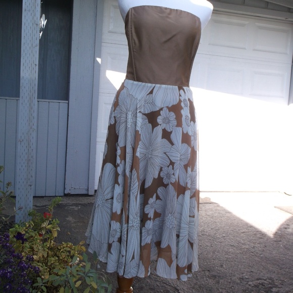 designer Dresses & Skirts - VTG Design 100% Silk full Circle strapless Dress 4